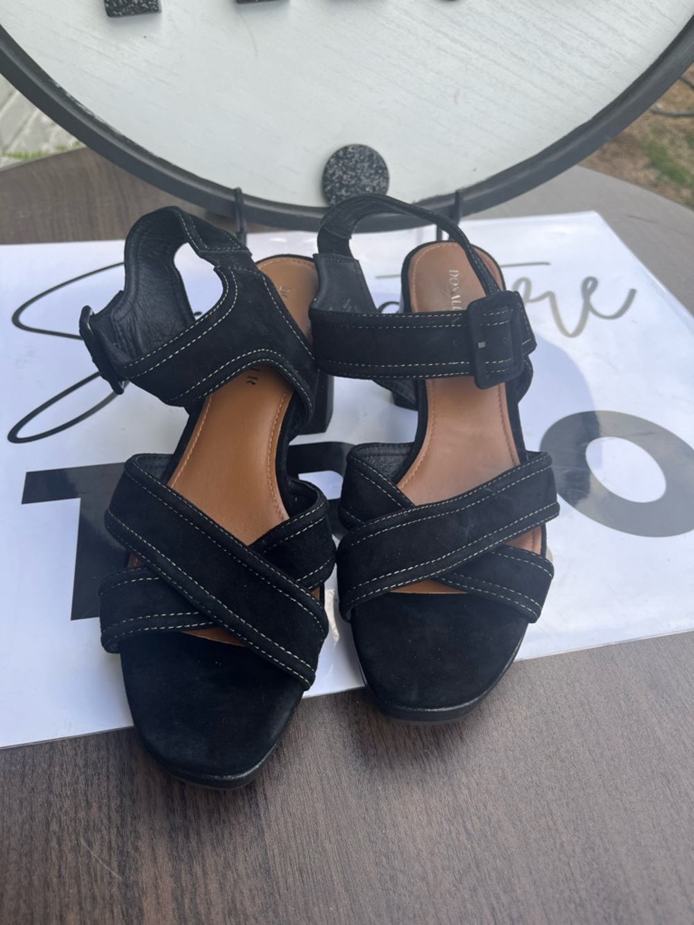 Donald  Pliner Comfort Black Suede Strappy Sandals Size 10 New No BOX